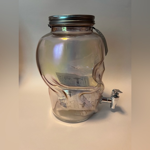 NEW Bone Chilled Skull Iridescent Glass Beverage Dispenser 3.8L - Picture 6 of 6